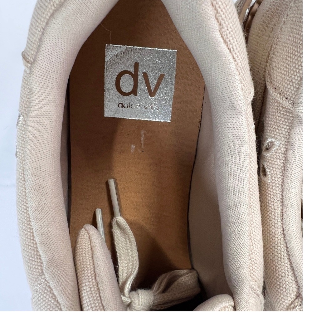 DV Dolce Vita Bliss Platform Sneakers Womens 8.5 Beige Floral Eyelet Boho Chunky - Picture 8 of 9